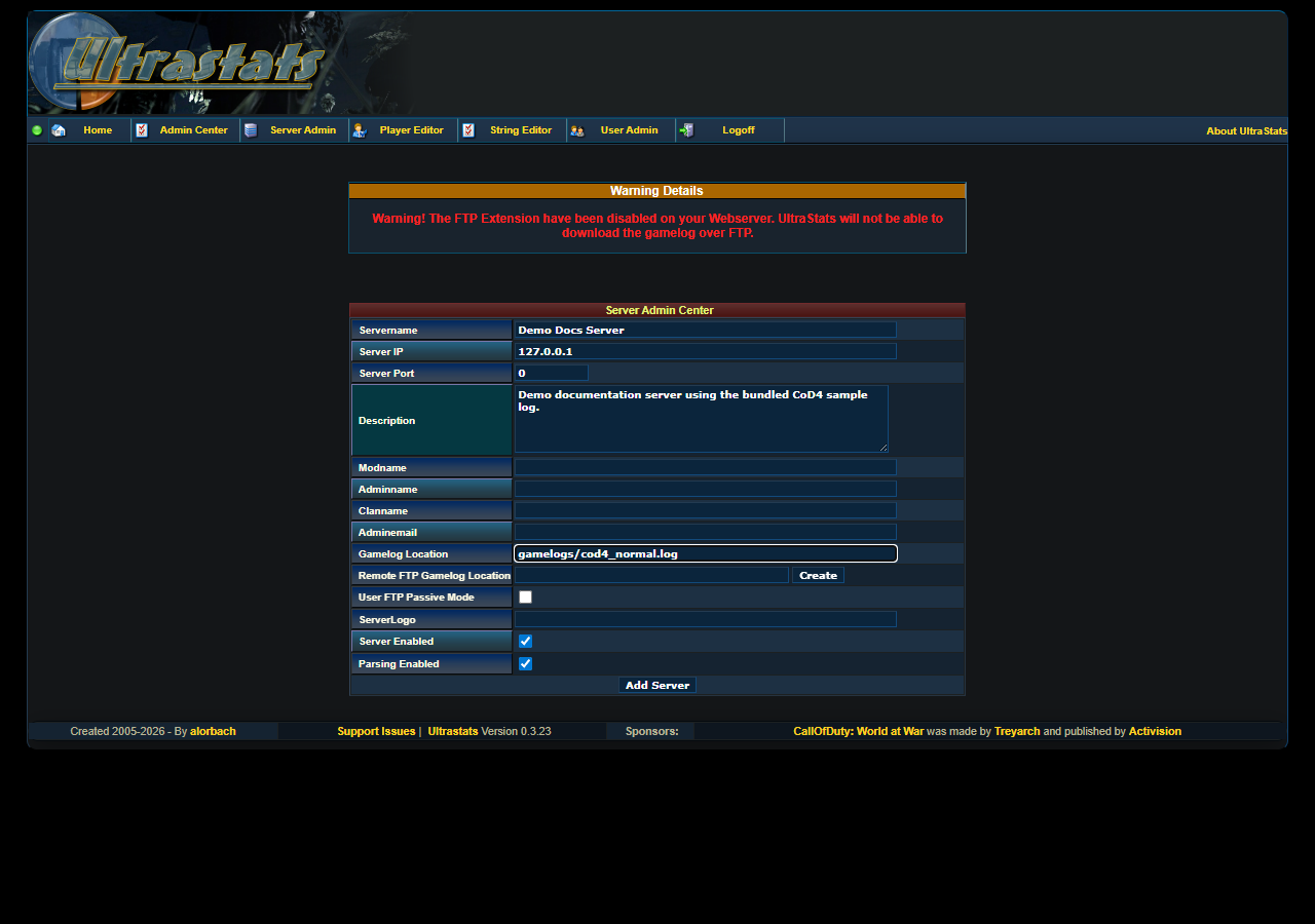 Add Server form